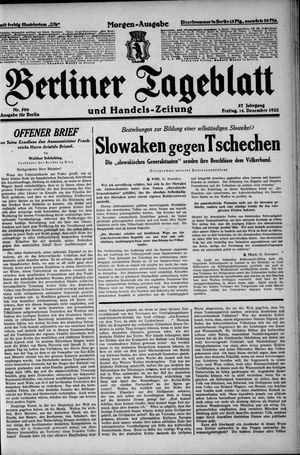 Berliner Tageblatt und Handels-Zeitung vom 14.12.1928