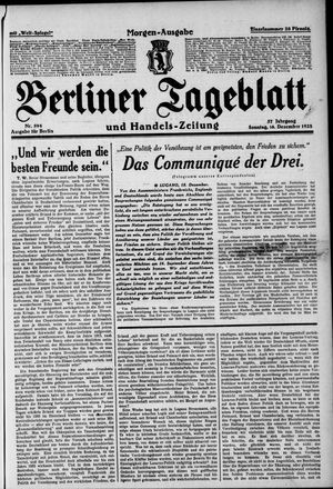 Berliner Tageblatt und Handels-Zeitung vom 16.12.1928