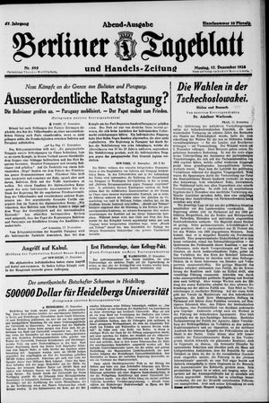 Berliner Tageblatt und Handels-Zeitung vom 17.12.1928