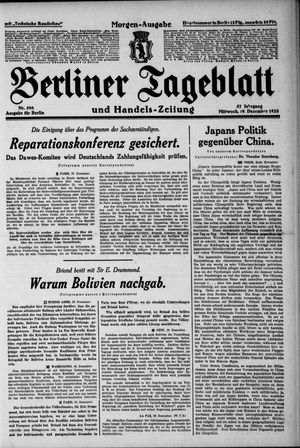 Berliner Tageblatt und Handels-Zeitung vom 19.12.1928