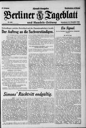 Berliner Tageblatt und Handels-Zeitung vom 22.12.1928