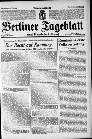 Berliner Tageblatt und Handels-Zeitung vom 27.12.1928