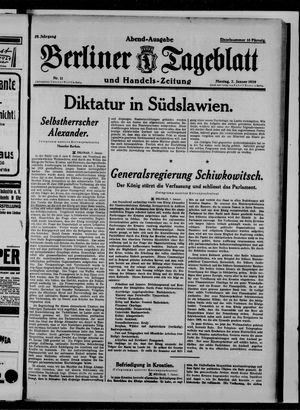 Berliner Tageblatt und Handels-Zeitung on Jan 7, 1929