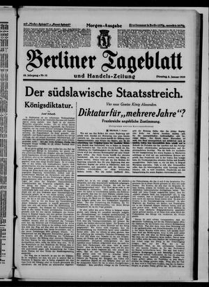 Berliner Tageblatt und Handels-Zeitung vom 08.01.1929