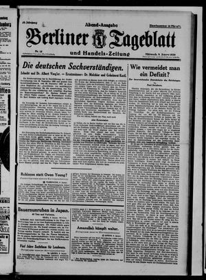 Berliner Tageblatt und Handels-Zeitung on Jan 9, 1929
