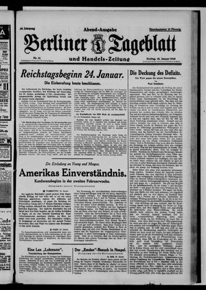 Berliner Tageblatt und Handels-Zeitung vom 18.01.1929