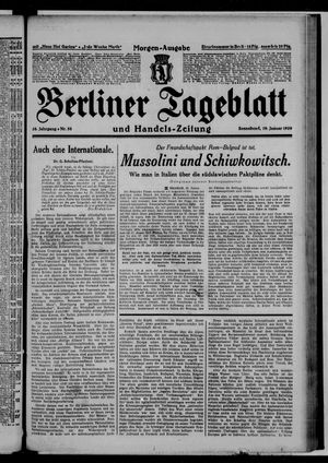Berliner Tageblatt und Handels-Zeitung on Jan 19, 1929