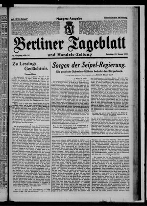 Berliner Tageblatt und Handels-Zeitung vom 20.01.1929