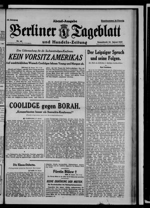 Berliner Tageblatt und Handels-Zeitung on Jan 26, 1929
