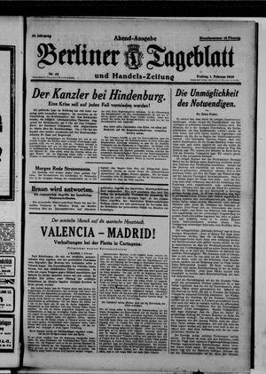 Berliner Tageblatt und Handels-Zeitung vom 01.02.1929