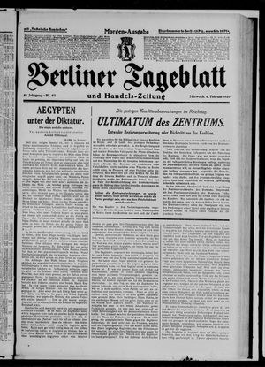 Berliner Tageblatt und Handels-Zeitung vom 06.02.1929