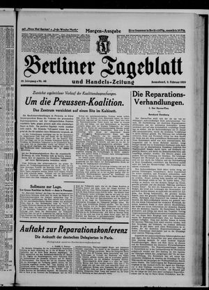 Berliner Tageblatt und Handels-Zeitung vom 09.02.1929