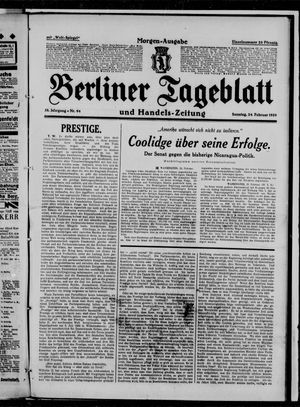 Berliner Tageblatt und Handels-Zeitung vom 24.02.1929