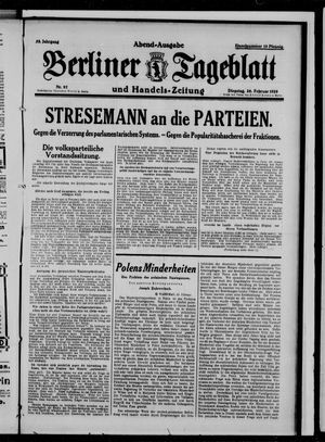 Berliner Tageblatt und Handels-Zeitung vom 26.02.1929