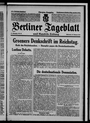 Berliner Tageblatt und Handels-Zeitung on Feb 27, 1929