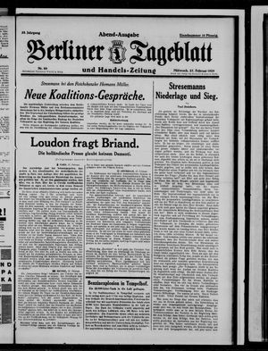 Berliner Tageblatt und Handels-Zeitung vom 27.02.1929