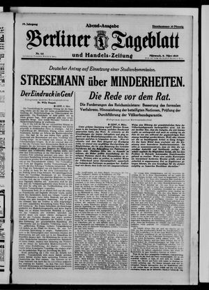 Berliner Tageblatt und Handels-Zeitung on Mar 6, 1929