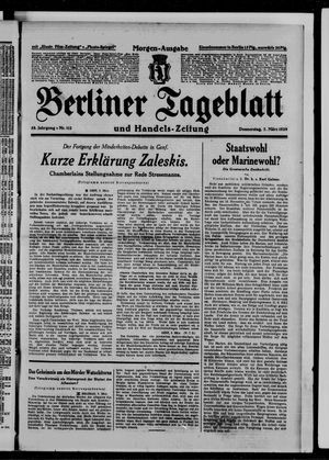 Berliner Tageblatt und Handels-Zeitung vom 07.03.1929