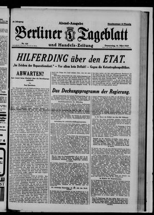 Berliner Tageblatt und Handels-Zeitung vom 14.03.1929