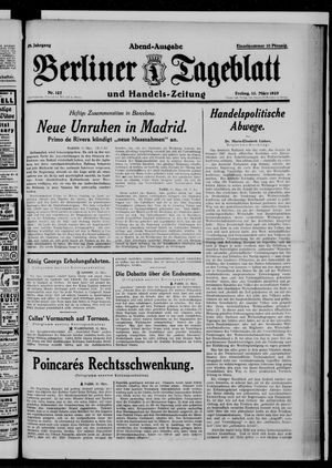Berliner Tageblatt und Handels-Zeitung vom 15.03.1929
