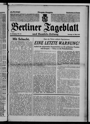 Berliner Tageblatt und Handels-Zeitung vom 24.03.1929