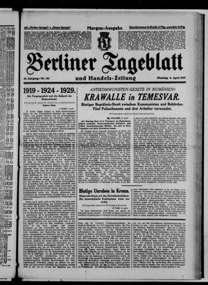 Berliner Tageblatt und Handels-Zeitung vom 09.04.1929