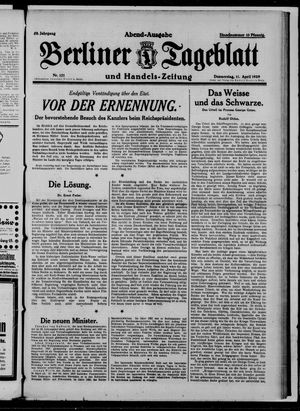 Berliner Tageblatt und Handels-Zeitung vom 11.04.1929