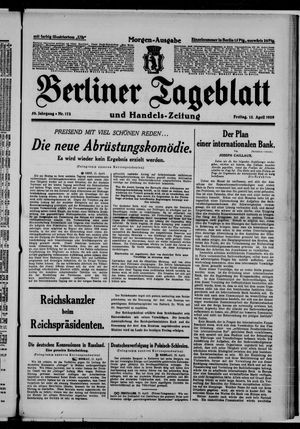 Berliner Tageblatt und Handels-Zeitung vom 12.04.1929