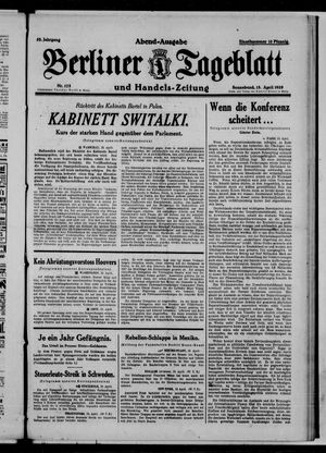 Berliner Tageblatt und Handels-Zeitung vom 13.04.1929