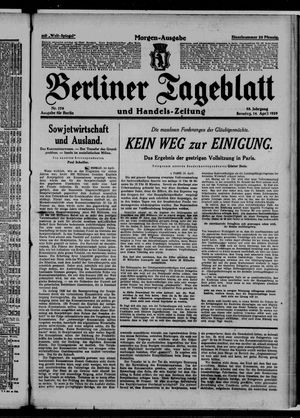 Berliner Tageblatt und Handels-Zeitung vom 14.04.1929