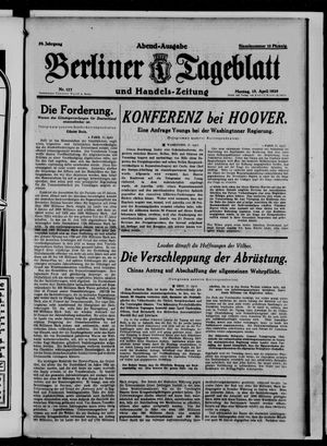 Berliner Tageblatt und Handels-Zeitung vom 15.04.1929