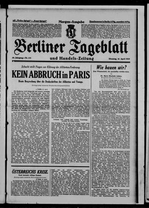 Berliner Tageblatt und Handels-Zeitung vom 16.04.1929