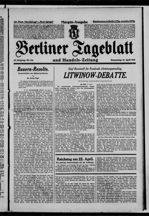 Berliner Tageblatt und Handels-Zeitung on Apr 18, 1929