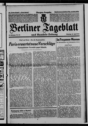 Berliner Tageblatt und Handels-Zeitung vom 23.04.1929