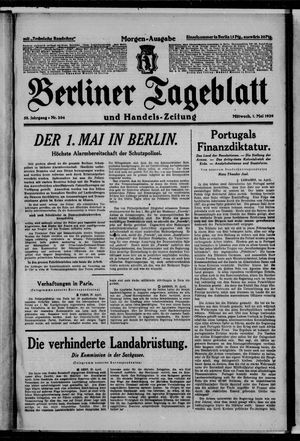 Berliner Tageblatt und Handels-Zeitung vom 01.05.1929
