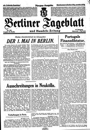Berliner Tageblatt und Handels-Zeitung vom 01.05.1929