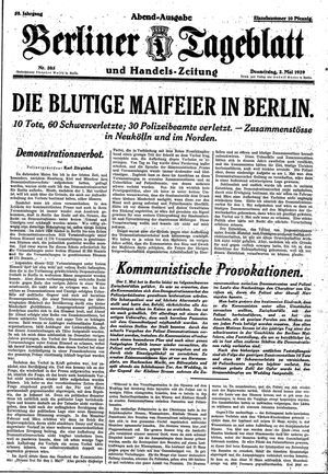 Berliner Tageblatt und Handels-Zeitung on May 2, 1929