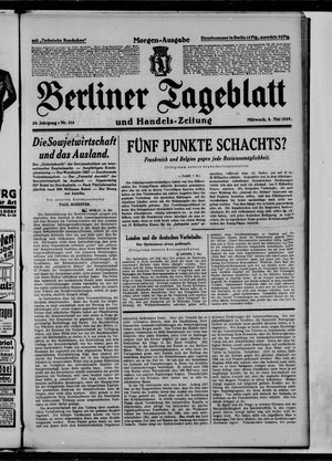 Berliner Tageblatt und Handels-Zeitung on May 8, 1929