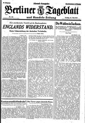 Berliner Tageblatt und Handels-Zeitung vom 10.05.1929