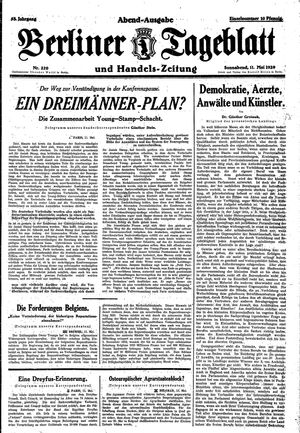 Berliner Tageblatt und Handels-Zeitung vom 11.05.1929