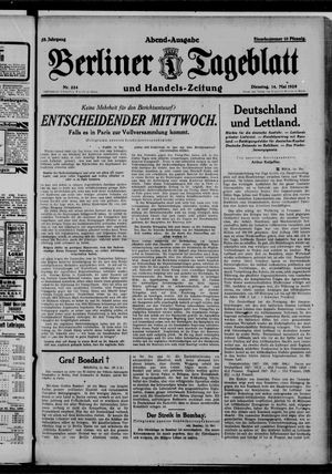 Berliner Tageblatt und Handels-Zeitung vom 14.05.1929