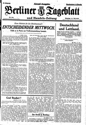 Berliner Tageblatt und Handels-Zeitung vom 14.05.1929