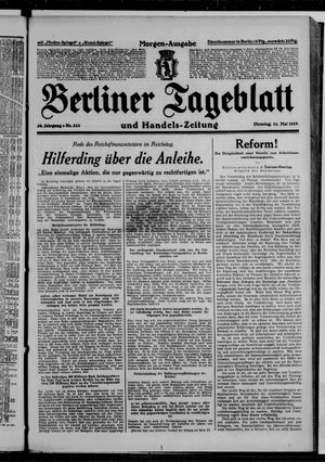 Berliner Tageblatt und Handels-Zeitung vom 14.05.1929