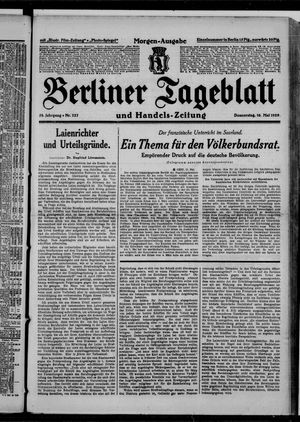 Berliner Tageblatt und Handels-Zeitung vom 16.05.1929