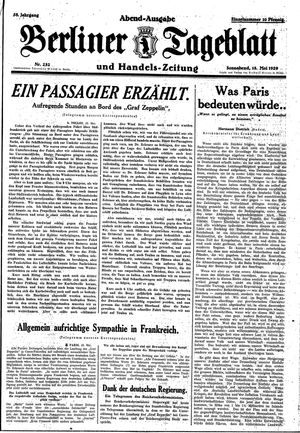 Berliner Tageblatt und Handels-Zeitung vom 18.05.1929