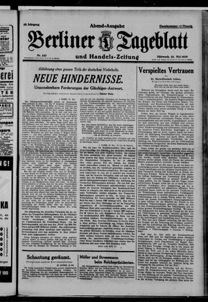 Berliner Tageblatt und Handels-Zeitung vom 22.05.1929