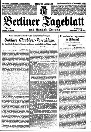 Berliner Tageblatt und Handels-Zeitung vom 23.05.1929
