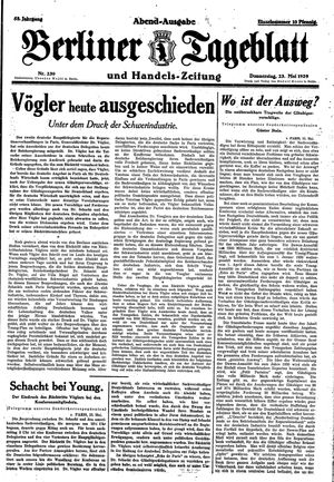Berliner Tageblatt und Handels-Zeitung vom 23.05.1929