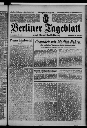Berliner Tageblatt und Handels-Zeitung vom 25.05.1929