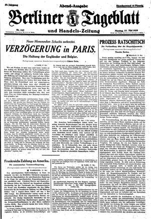 Berliner Tageblatt und Handels-Zeitung vom 27.05.1929